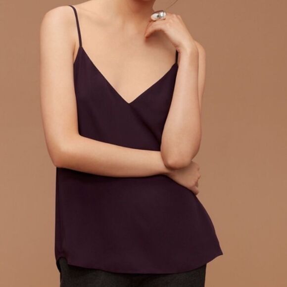 Aritzia Babaton Everly Camisole Size S Plum Purple V-Neck Spaghetti Strap Fairy - Picture 1 of 16